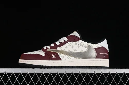 All categories Air Jordan Jordan series basketball shoes Air Jordan 1 Low Travis Scott x Fragment Design x Jordan Air Jordan 1 Low OG SP AJ1 Joe 1LV joint wine red print low-top cultural casual sneakers LX1988-400